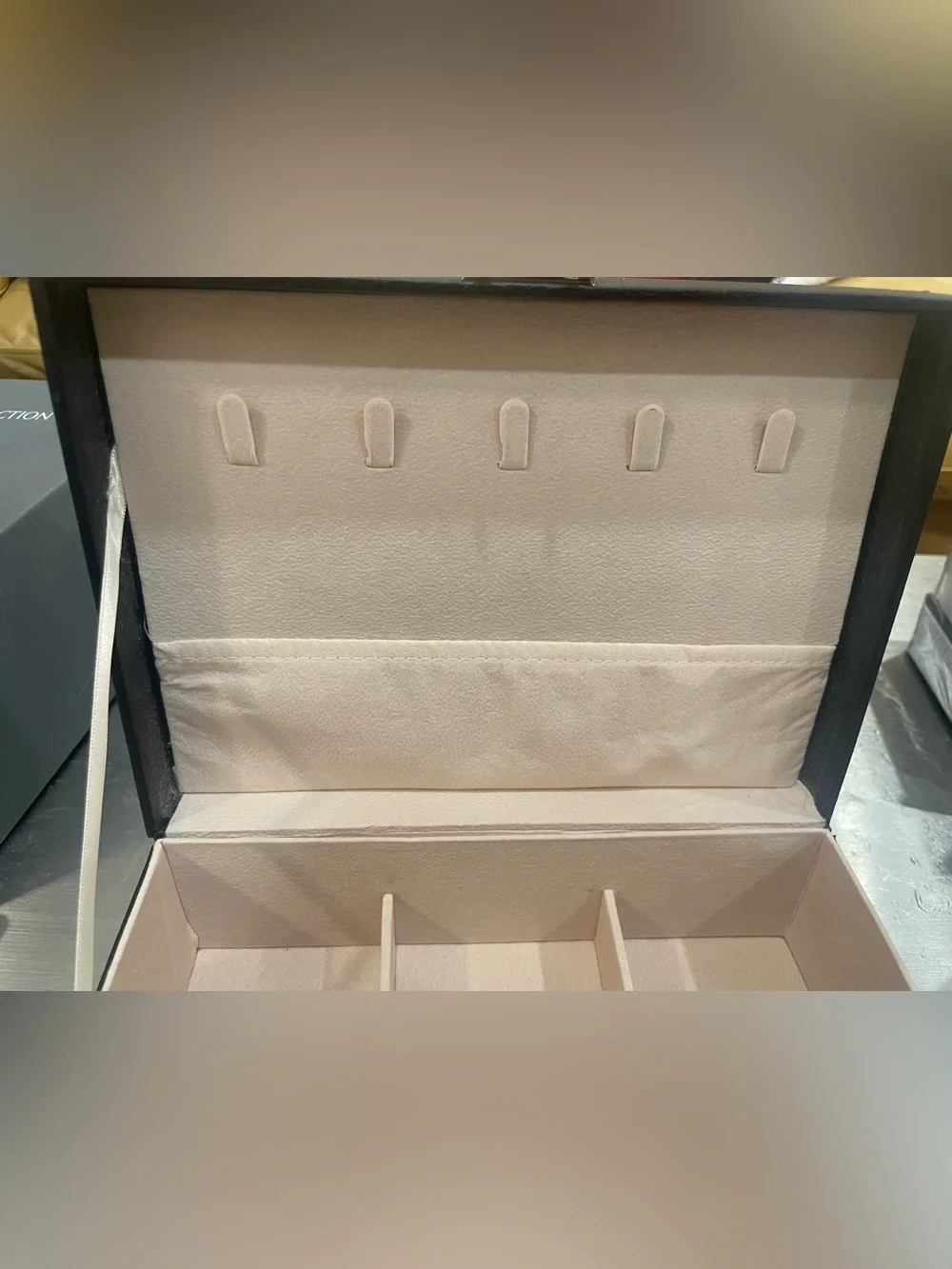 Black Leather Jewelry Storage Box with Metal Latch